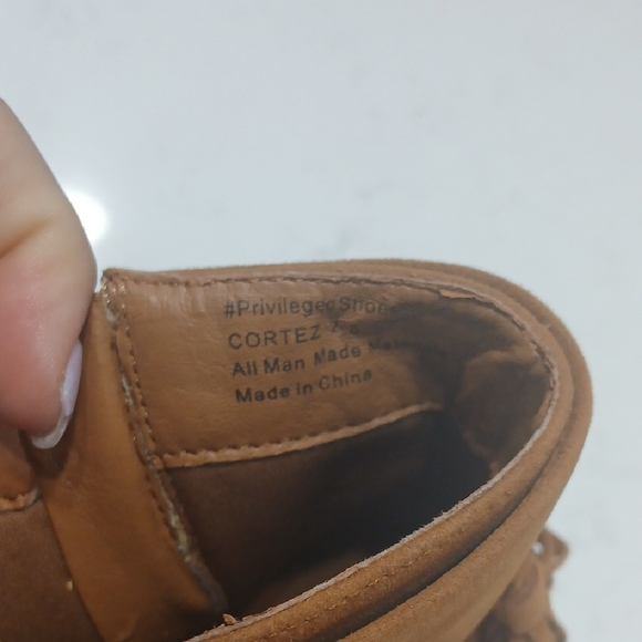 Fringe Tassel Peep Toe Ankle Boots - Tan, By Privileged Shoes Sz 7.5 Without Tag - Picture 4 of 9